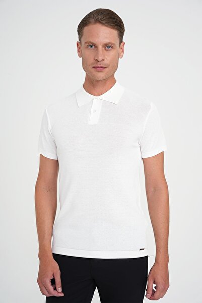 Efor Comfort Fit Polo Yaka Kısa Kollu Ekru Triko Tr 883