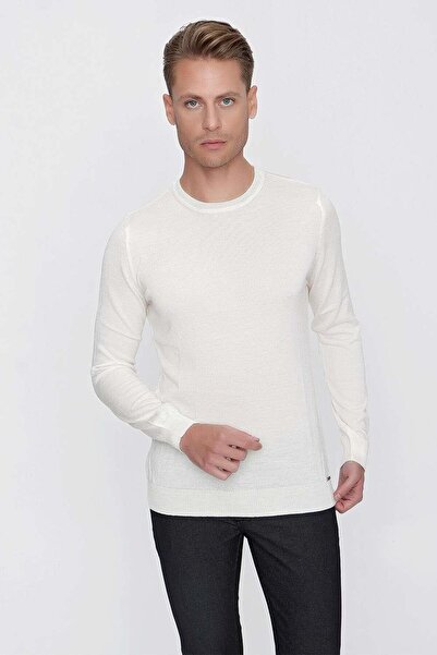 Efor TR 840 Slim Fit Beyaz Klasik Triko