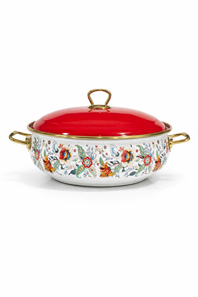 PR HOME Magnolia Deep Domed Enamel Stuffed Eggplant Rice Pot 26 cm