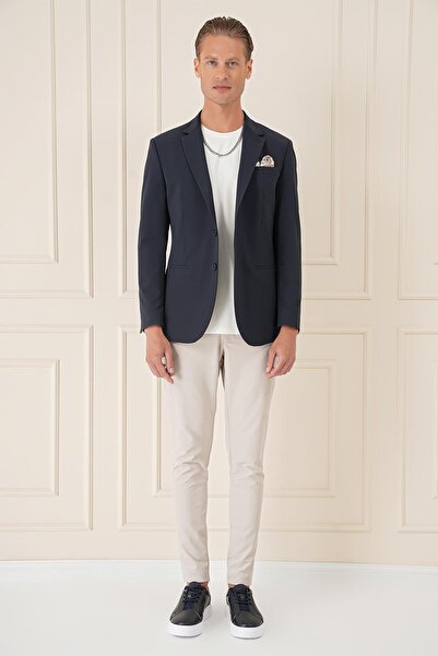 Efor Comfort Fit Çift Yırtmaç Fleto Cep Esnek Pamuk Casual Lacivert Ceket C 675