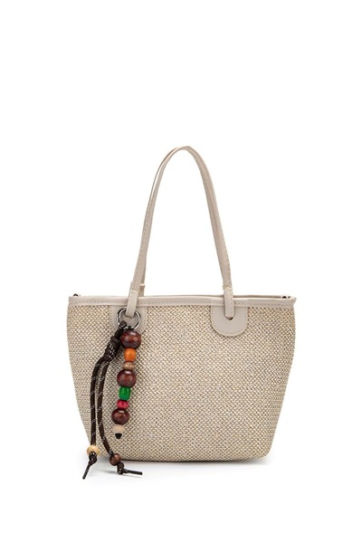 blancaston 1040 Γυναικεία τσάντα χεριού και ώμου με λεπτομέρεια από ξύλινες χ...