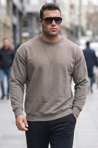 Buratti Regular Fit Crew Neck Bavlna Vnitřní chlupatý měkký šátek Sweat Pánsk...