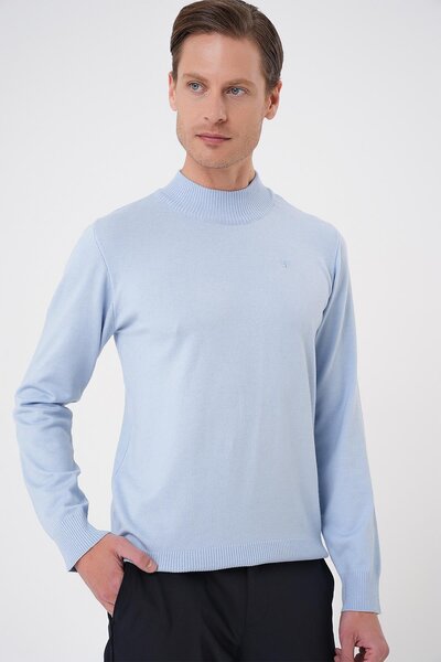 Efor TR 876 Slim Fit Mavi Klasik Triko