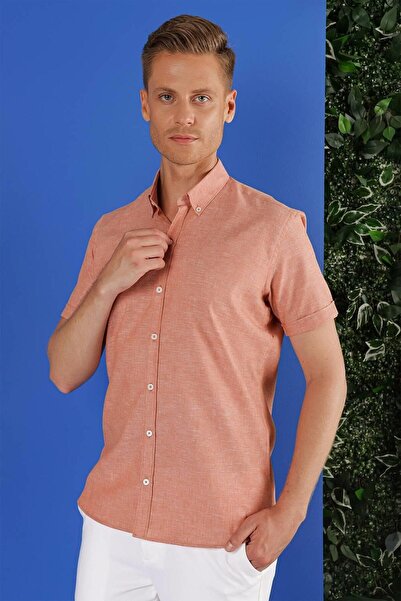 Efor Erkek G 1556 Slim Fit Kiremit Klasik Gömlek
