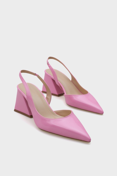 Capone Outfitters Pantofi de damă din piele lăcuită cu toc mediu Robby cu spa...