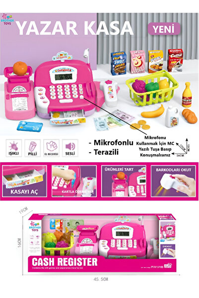 Brother Toys 29 Parça Sesli Hesap Makineli Terazili Mikrofonlu Barkod Okuyucu...