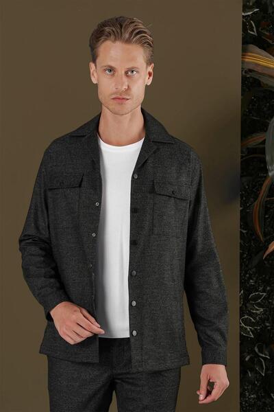 Efor G 1560 Slim Fit Siyah Klasik Gömlek