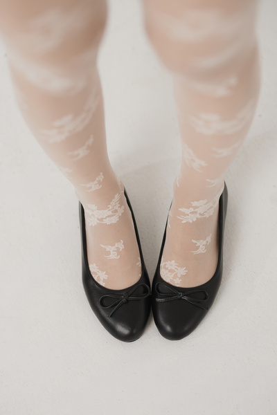 Capone Outfitters Černé dámské baleríny z pravé kůže s mašlí a kulatou špičkou