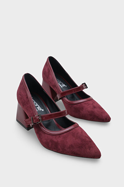 Capone Outfitters Susann Pointed Toe Thick Medium Heeled Strappy Faux Suede W...