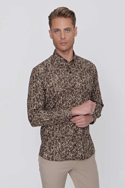 Efor G 1521 Slim Fit Tütün Spor Gömlek