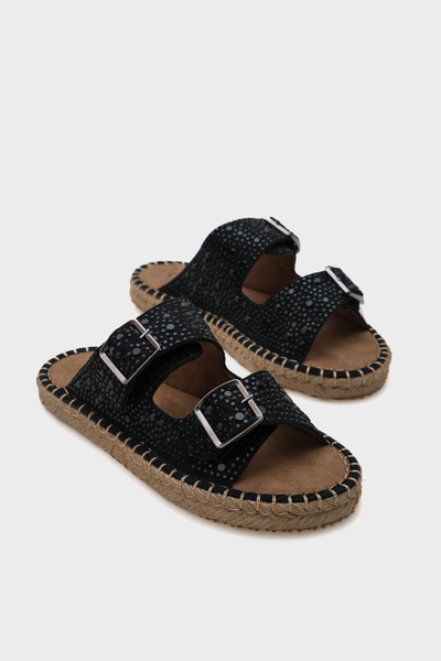Capone Outfitters Caitlin dupla csíkos kő női espadrill papucs