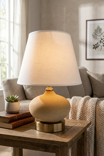 AbajurAksesuar Artemis Taş Doku Seramik Abajur