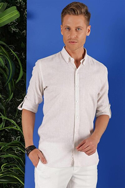 Efor G 1555 Slim Fit Taş Klasik Gömlek