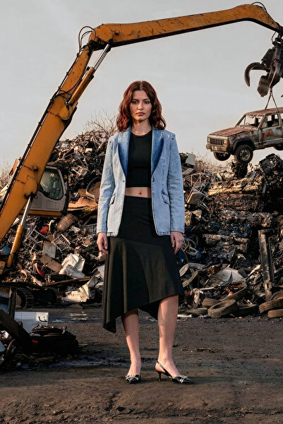 BANNY JEANS Jachetă de damă cu mânecă lungă, cu un singur nasture, albastru g...