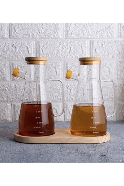 Pembelia Life Bambu Standlı Bambu Kapaklı Vakumlu Borosilikat 3'lü Set Cam Ya...