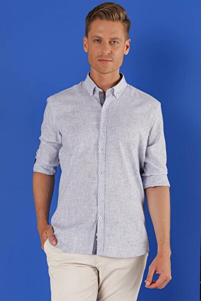 Efor G 1555 Slim Fit Koyu Mavi Klasik Gömlek