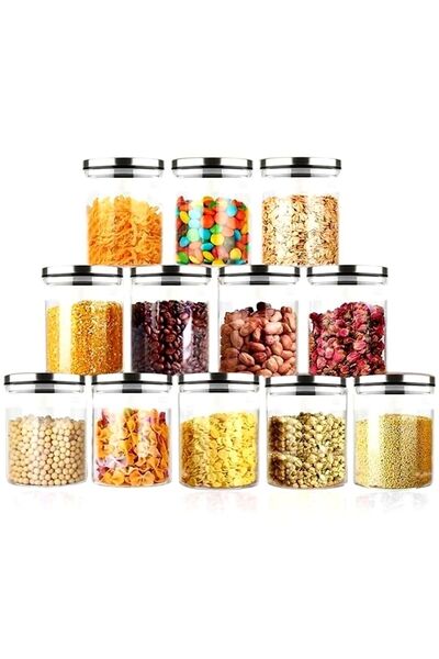 Pembelia Life 12 Parça 200 Ml Borosilik Cam Metal Kapaklı Baharatlık Vakumlu ...