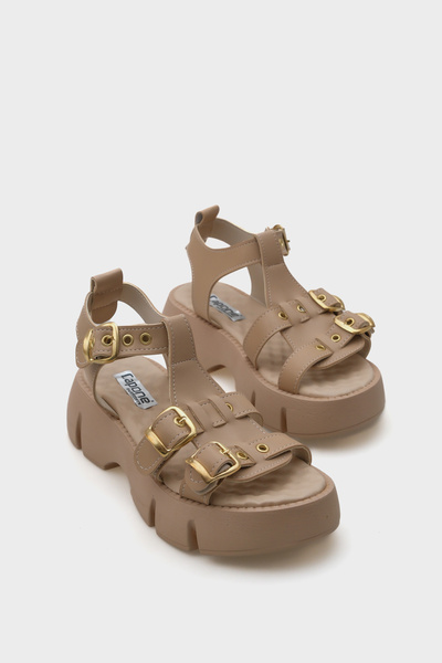 Capone Outfitters Sandale de damă cu talpă groasă Cherry cu curea la gleznă