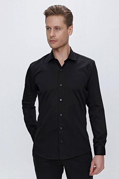 Efor GK 669 Slim Fit Siyah Klasik Gömlek