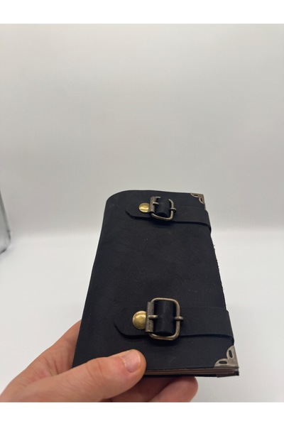 LAYDA 100% Genuine Crazy Nubuck Leather Vintage Notebook Black