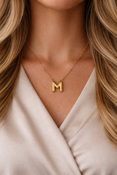 HERCY Balon Harf Çelik Kolye | 316 L Paslanmaz Çelik Harf Kolye | Harfli Kadı...