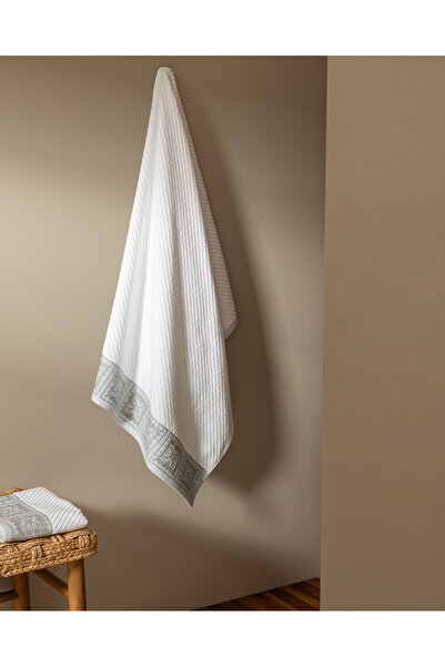 Madame Coco Πετσέτα μπάνιου Zeste 100% βαμβακερή - Λευκή/Γκρι