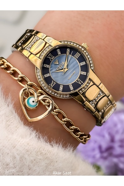 Fiesta Altın Sarısı Çelik Kordon Gelin, Nişan, Düğün Küçük Kasa Kol Saati