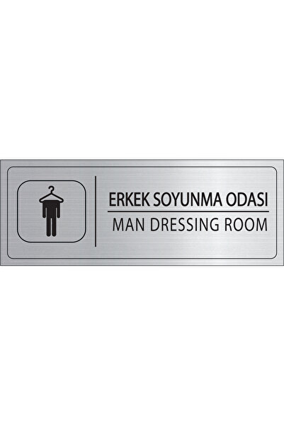 Mayeka Erkek Soyunma Odası İsimlik Gümüş Metal Kapı İsimliği Levhası Yönlendi...