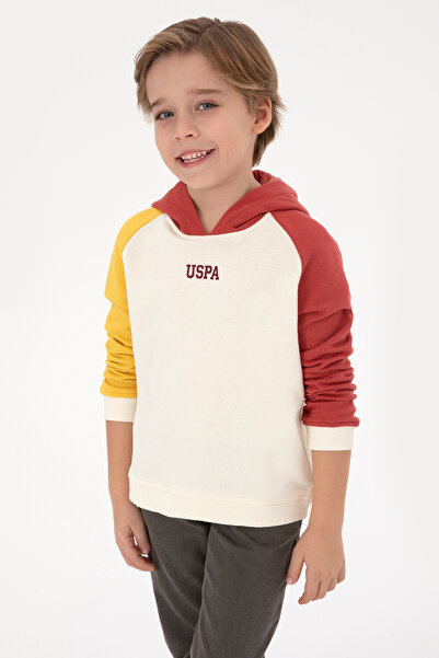U.S. Polo Assn. Erkek Çocuk Krem Kapüşonlu Sweatshirt 50316606-VR256