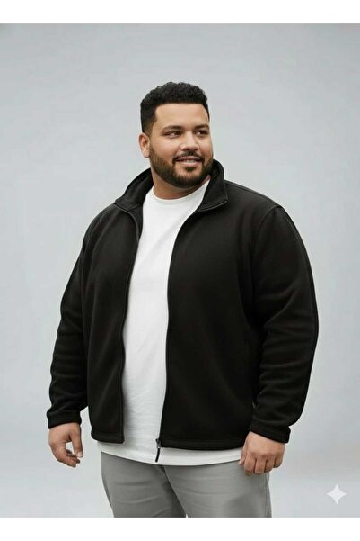 w white stars sports & wear Men's Plus Size Black Anti-Pilling Fleece Coat St...