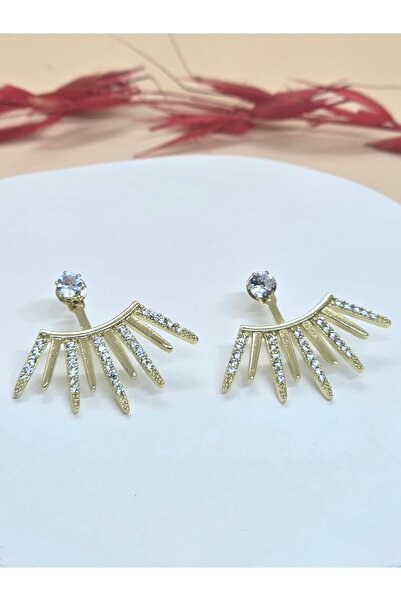 Veyla Style Stylish Gold Earrings with Zircon Stones