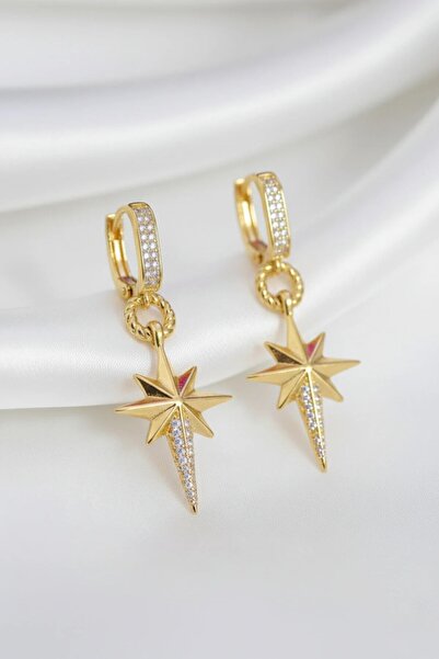 özgül takı ve tasarım أقراط نسائية من الفولاذ المقاوم للصدأ مطلية بالذهب مع ح...