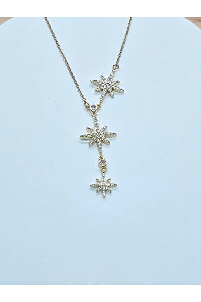 Veyla Style Zircon Gold Necklace with Snowflake Detail