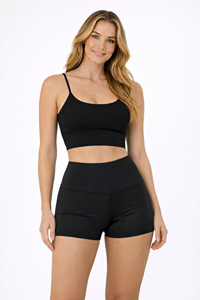 MAYOPORT Siyah Yüksek Bel Biker Şort Tayt