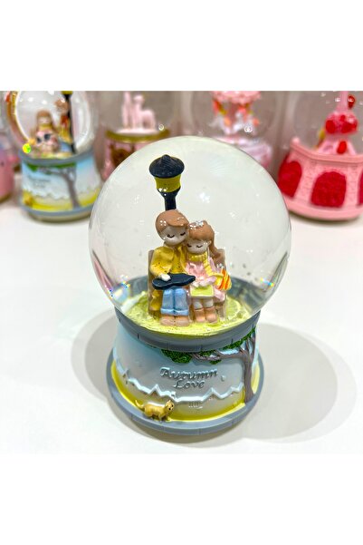 Taşmeran Sevgili Çift Işıklı Müzikli Orta Boy Kar Küresi Tky0396