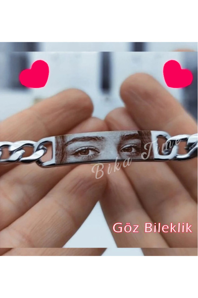 Bika Time Çelik Bileklik Kişiye Özel Göz Resimli Baskılı- ASLA PASLANMAZ