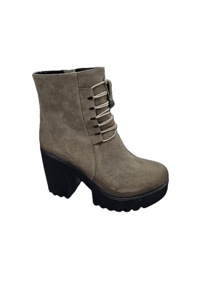İpek Arya Mink Suede Lace-Up Platform Heeled Boots