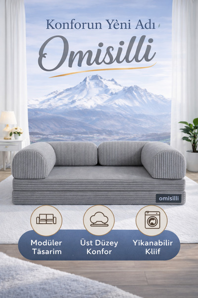 OMİSİLLİ Kaymaz Cırt Bantlı Katlanabilir Kanepe Yatak – Fitilli Kadife, Yıkan...