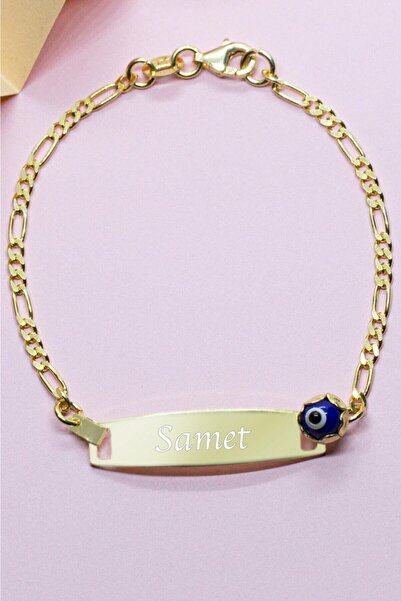 belindastore 925 Ayar Gümüş Isimli Nazar Boncuklu Göz Bebek & Çocuk Künye Bil...