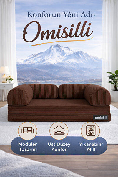 OMİSİLLİ Kaymaz Cırt Bantlı Katlanabilir Kanepe Yatak – Fitilli Kadife, Yıkan...