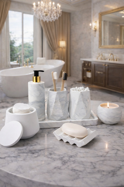 avake home MERMER GÖRÜNÜMLÜ 5 PARÇA BANYO SETİ DİŞ FIRÇALIK SIVI SABUNLUK HAV...