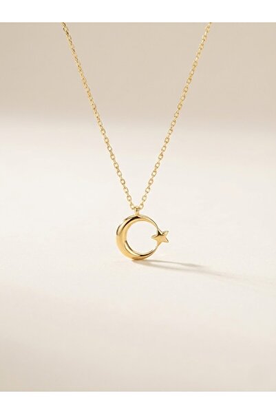 Zerda Kuyumculuk 14 Ayar Altın Ay Yıldız Kolye
