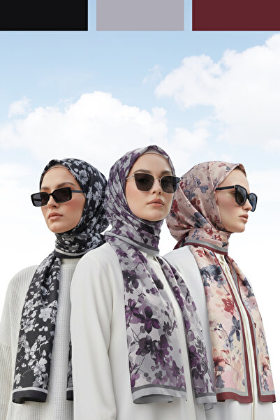 Kamer Scarf Soft Cotton Patterned Shawl Elegance Series 3 Pack