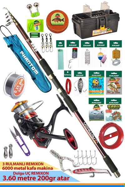 Miyazaki Redgun 200gr atarlı 3.60 kamış ve Expert 6000 makina seti