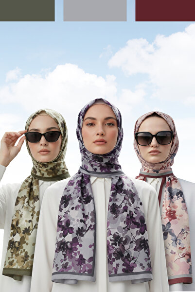 Kamer Scarf Soft Cotton Patterned Shawl Elegance Series 3 Pack