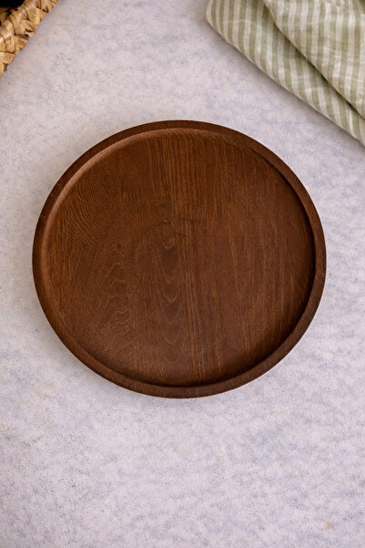 BUCOLIC طبق/قاعدة خشبية مستديرة - لون داكن