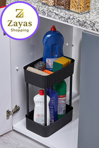 Zayas Shopping ZS-0055-Pratik-2-Katlı-Çok-Amaçlı-Raf-Mutfak-Ve-Banyo-Organize...