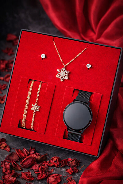 wesscollection Dokunmatik Kadın Kol Saati Kolye Bileklik ve Küpe Seti