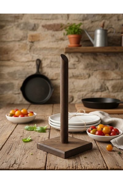 fam wood art Square Natural Wooden Paper Towel Holder, Roll Paper Towel Holder 100% Pine 11X11X27 cm