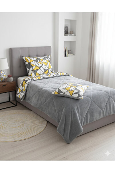 VİLERA HOME SARI MERMER DESEN TEK KİŞİLİK YASTIK KILIFLI WELSOFT UYKU SETİ